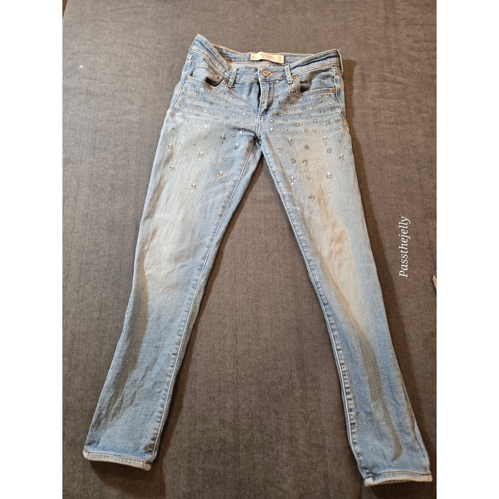 Abercrombie & Fitch Womens Jeans 27 31 Rhinestone Embellished Skinny Y2K